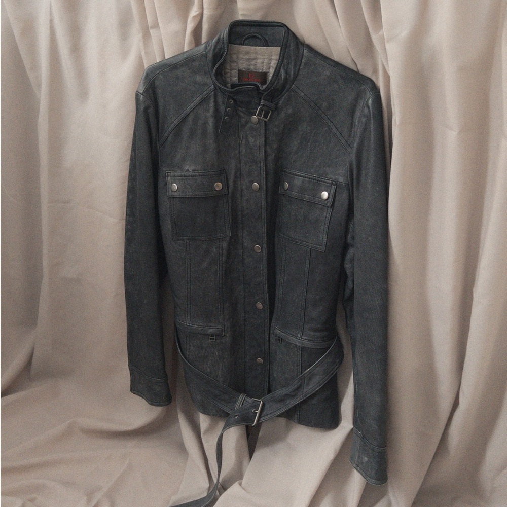 Danier Washed Leather Safari Jacket with Belt – Military Style